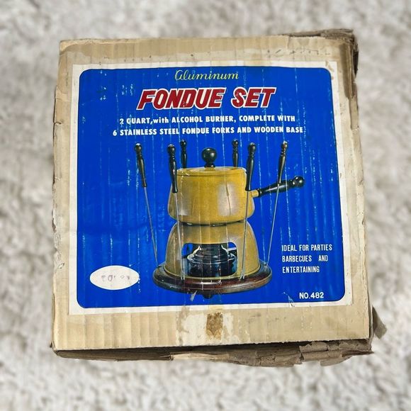 Vintage Kitchen Vintage Jcpenney 2 Quart Aluminum Fondue Set Orange